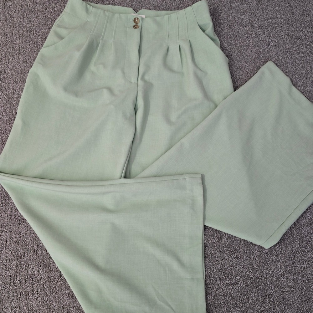Maeve Anthropologie Mint Green Wide Leg Linen Blend Pants Womens 14